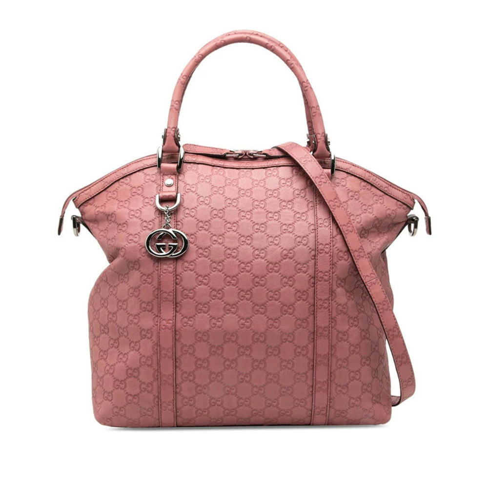 Gucci Guccissima Soho 2way Shoulder Bag Pink Leather